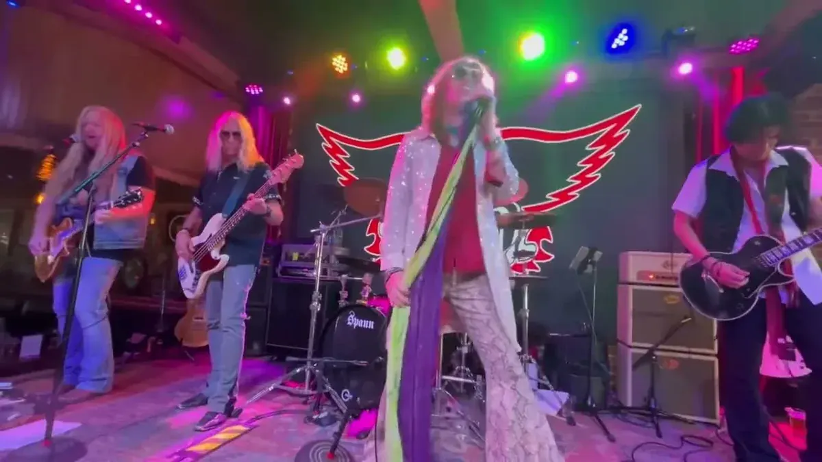 Aeromyth Aerosmith tribute band performing I Don't Want to Miss a Thing live, April 2025