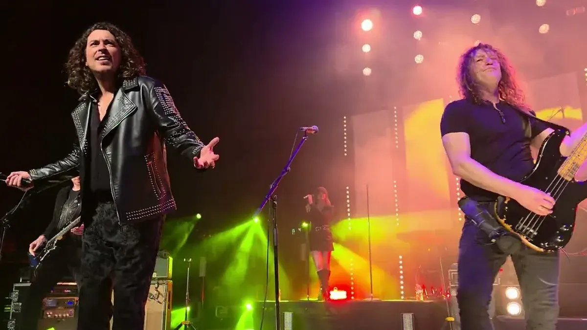 The Classic Rock Show singer and bassist on stage in Guildford, England