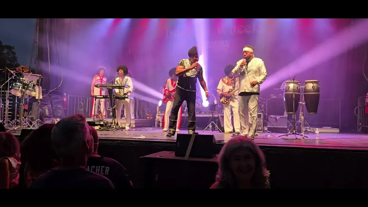Shining Star, Chicago Earth, Wind & Fire tribute band, on stage at Rockin' Wheels in Addison, Illinois, July 2026