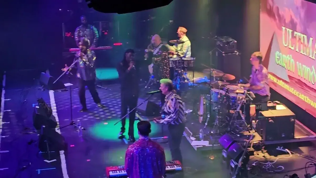Ultimate Earth Wind & Fire, UK 12-piece tribute band, live on stage at Butlins Skegness