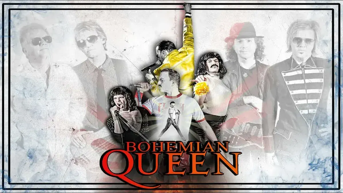 Bohemian Queen, the Los Angeles Queen tribute band, promo image with frontman Paulie Z as Freddie Mercury